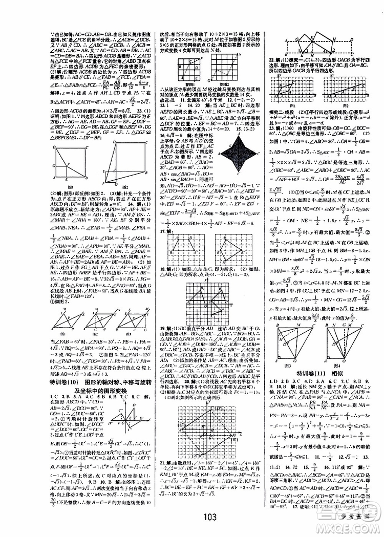 2019版BBS初中新學案優(yōu)化與提高九年級數(shù)學中考總復習參考答案