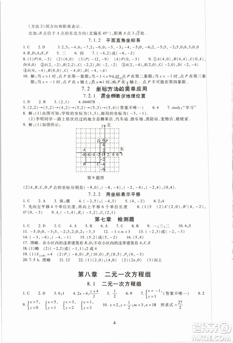 海淀名師伴你學(xué)2019版同步學(xué)練測七年級(jí)數(shù)學(xué)下冊(cè)第二版人教版參考答案