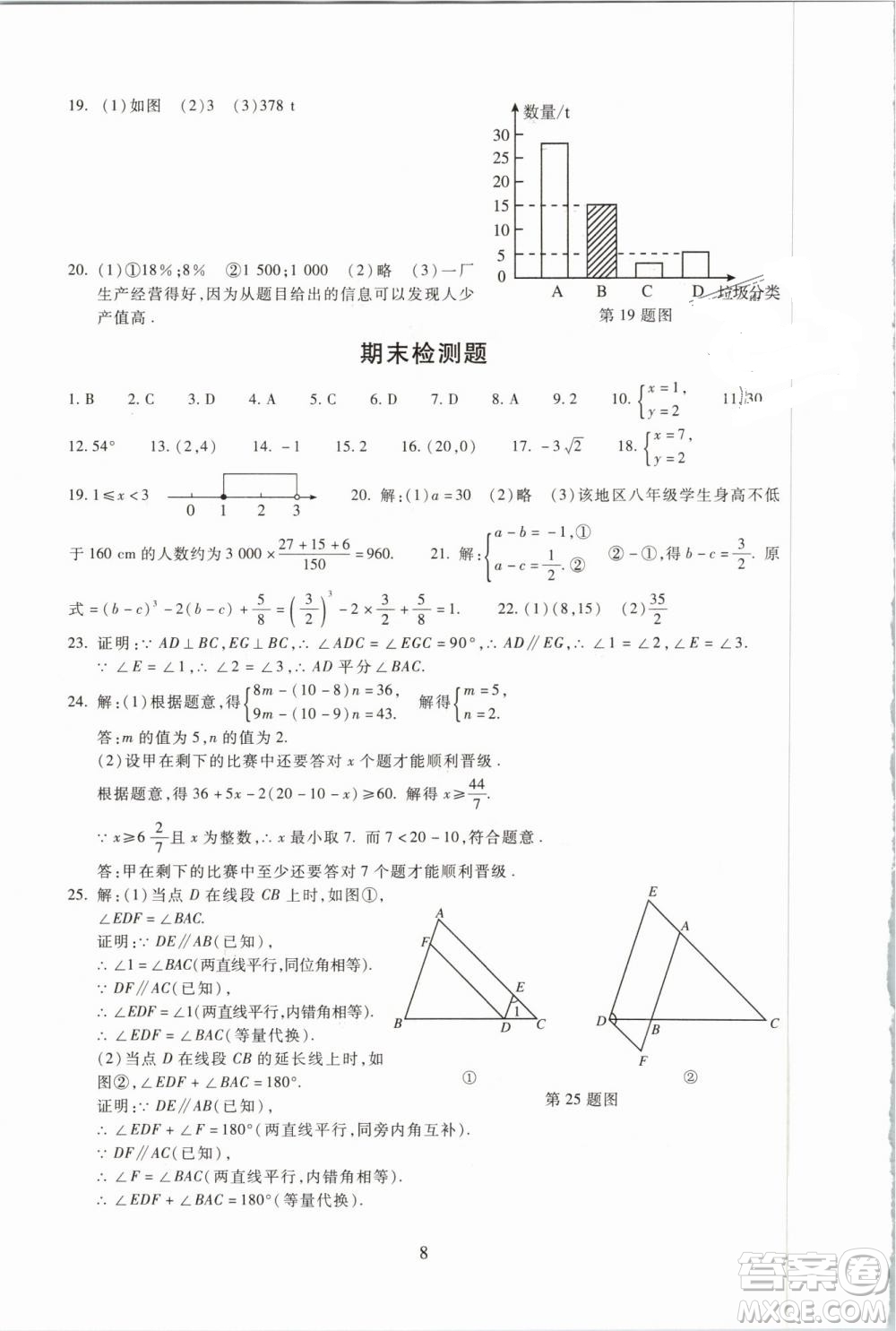 海淀名師伴你學(xué)2019版同步學(xué)練測七年級(jí)數(shù)學(xué)下冊(cè)第二版人教版參考答案