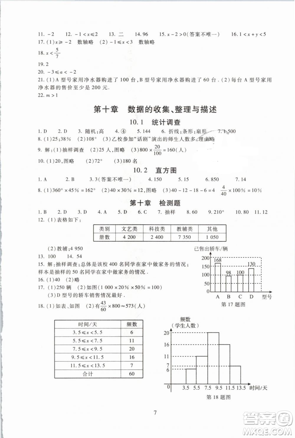 海淀名師伴你學(xué)2019版同步學(xué)練測七年級(jí)數(shù)學(xué)下冊(cè)第二版人教版參考答案