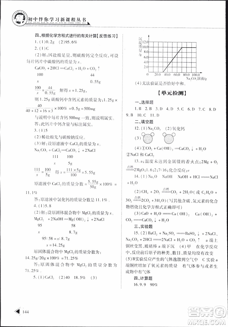 五四制2019年初中伴你學(xué)習(xí)新課程叢書九年級下冊化學(xué)魯教版參考答案