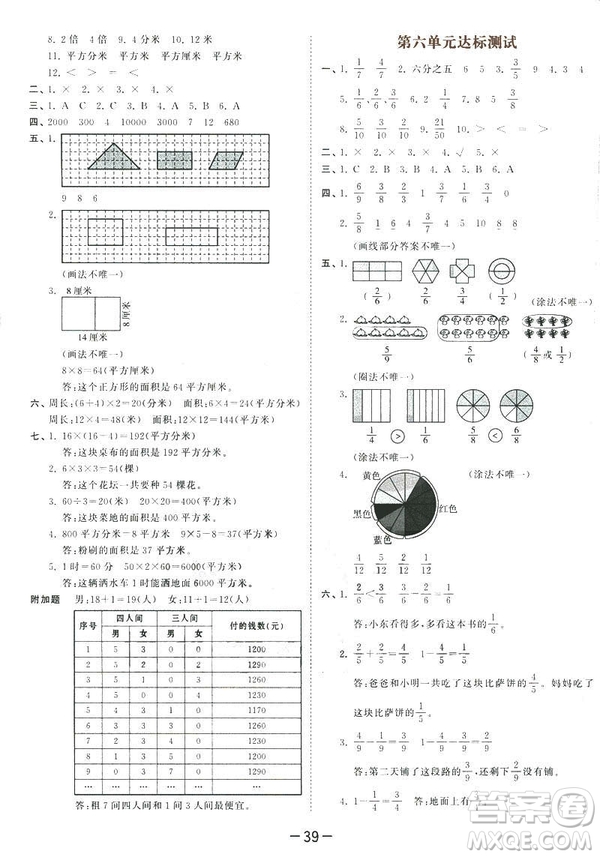 2019春季53天天練三年級(jí)下冊(cè)數(shù)學(xué)北師大版參考答案