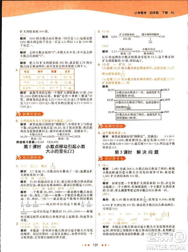 小兒郎2019春53天天練四年級下冊小學(xué)數(shù)學(xué)人教版參考答案