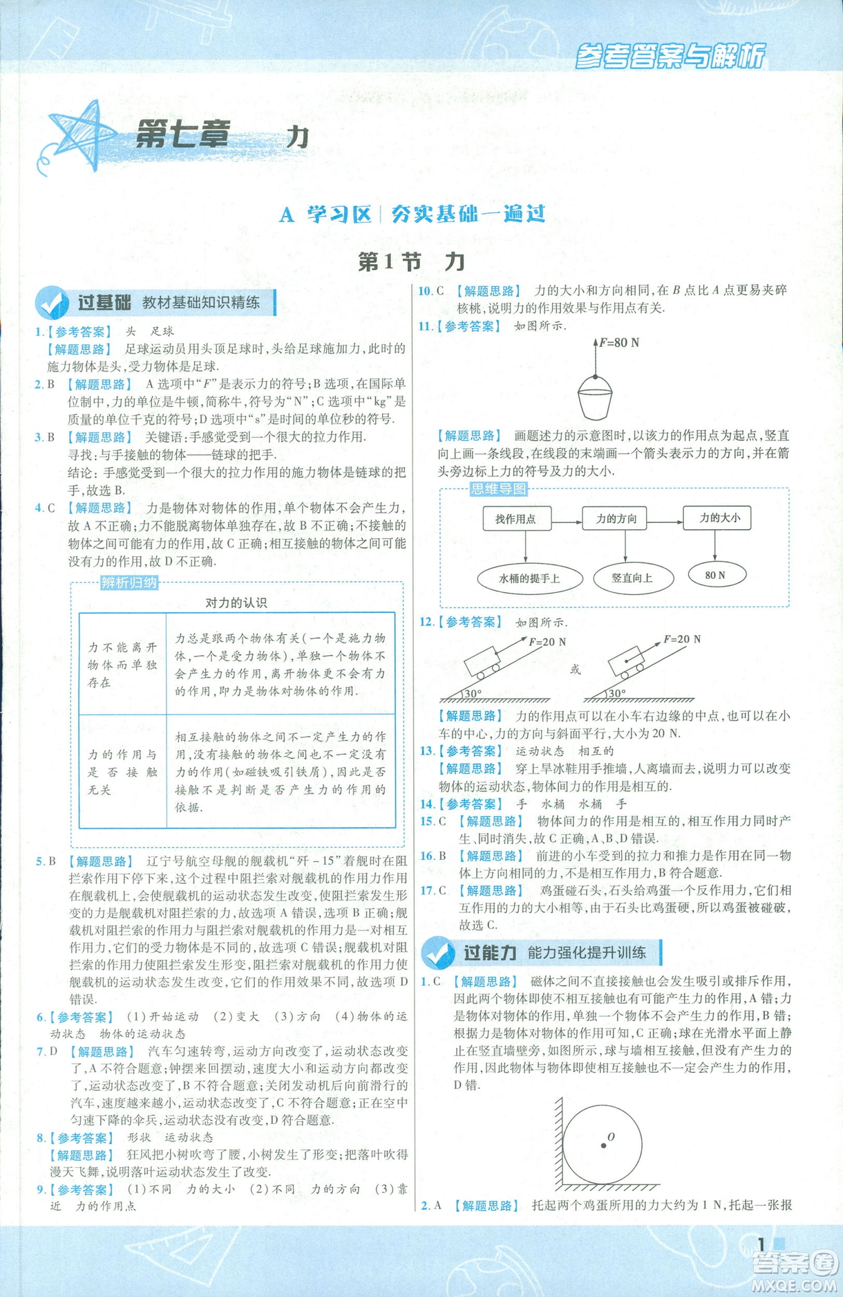 天星教育2019新版一遍過八年級下冊物理9787565130038人教版RJ版答案