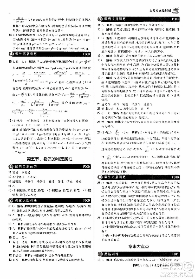 江蘇科技版銀版2019春1+1輕巧奪冠優(yōu)化訓(xùn)練八年級下冊物理參考答案