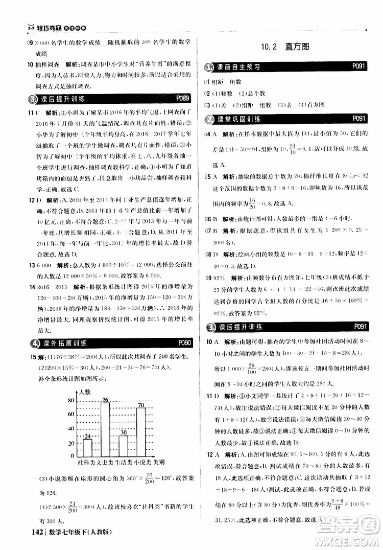 2019新版1+1輕巧奪冠優(yōu)化訓(xùn)練七年級(jí)下冊(cè)數(shù)學(xué)人教版9787552250183參考答案