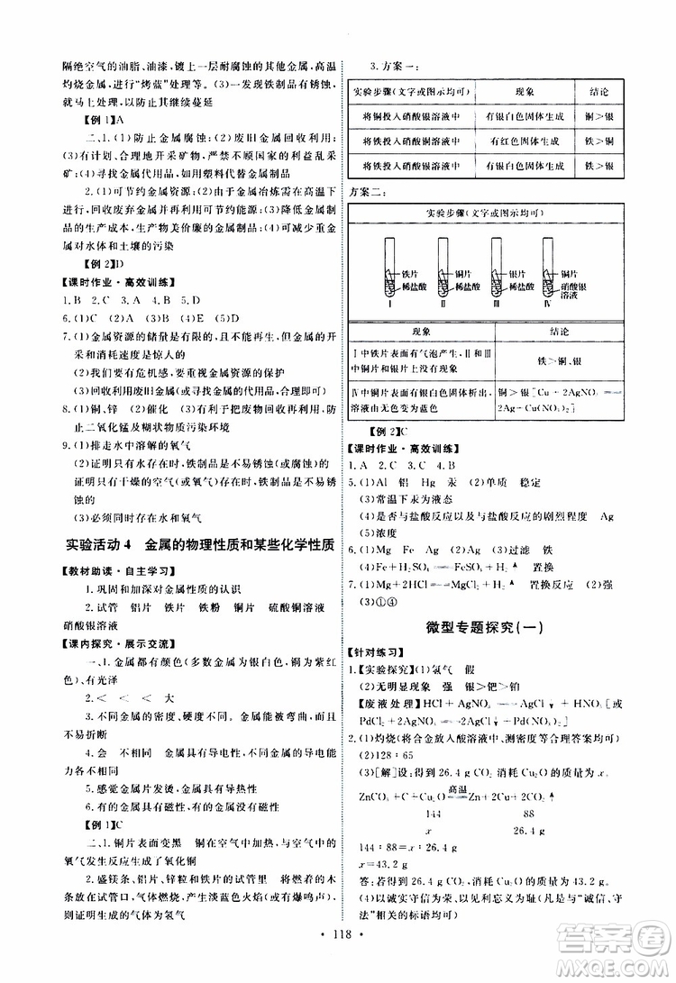 天舟文化2019版能力培養(yǎng)與測試九年級化學(xué)下冊人教版RJ版參考答案