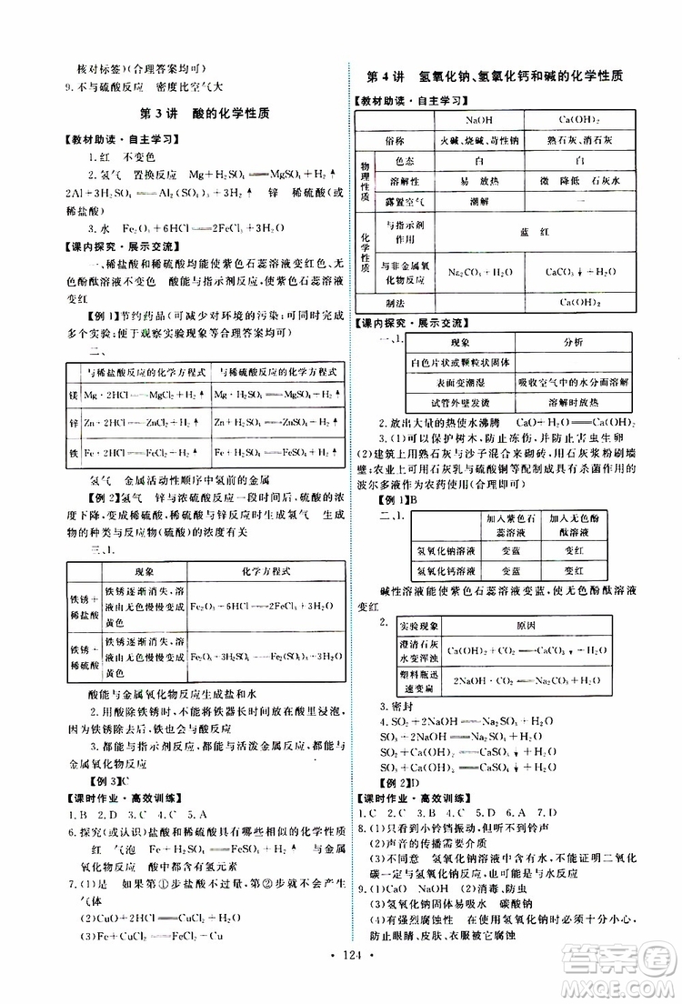 天舟文化2019版能力培養(yǎng)與測試九年級化學(xué)下冊人教版RJ版參考答案