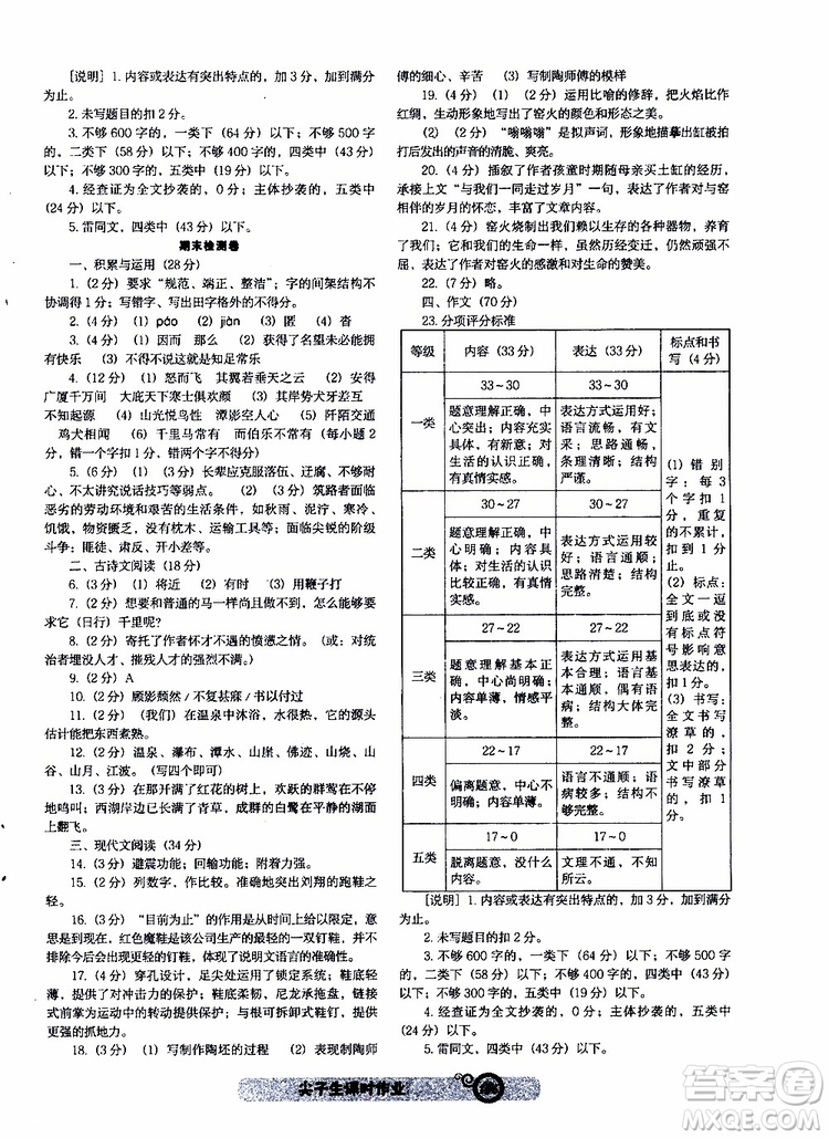 2019年尖子生課時作業(yè)新課堂八年級下語文人教版R版參考答案