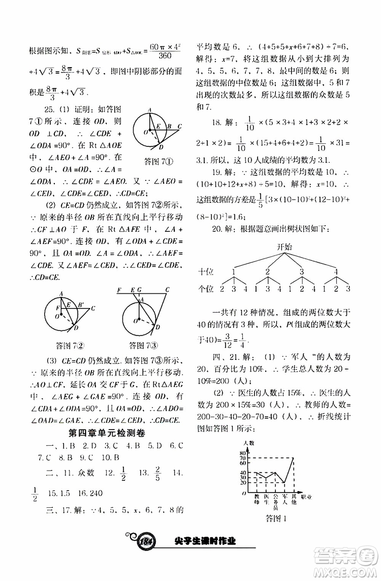 2019年尖子生新課堂課時(shí)作業(yè)九年級(jí)下數(shù)學(xué)BS版北師版參考答案