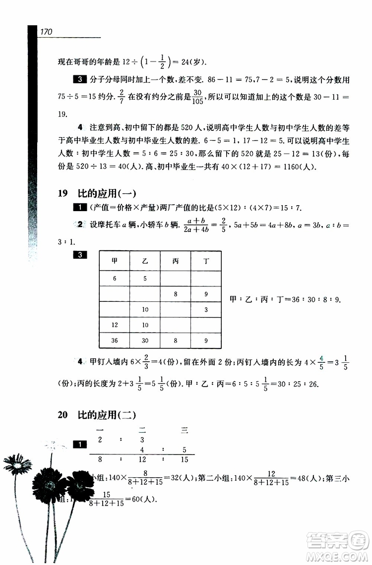 2019年優(yōu)等生數(shù)學六年級第三版參考答案