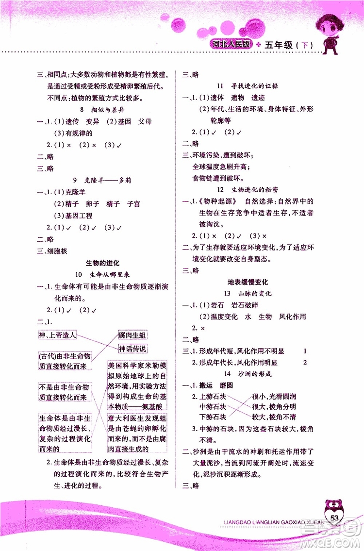 新課標(biāo)2019年兩導(dǎo)兩練高效學(xué)案五年級下冊科學(xué)河北人民版參考答案