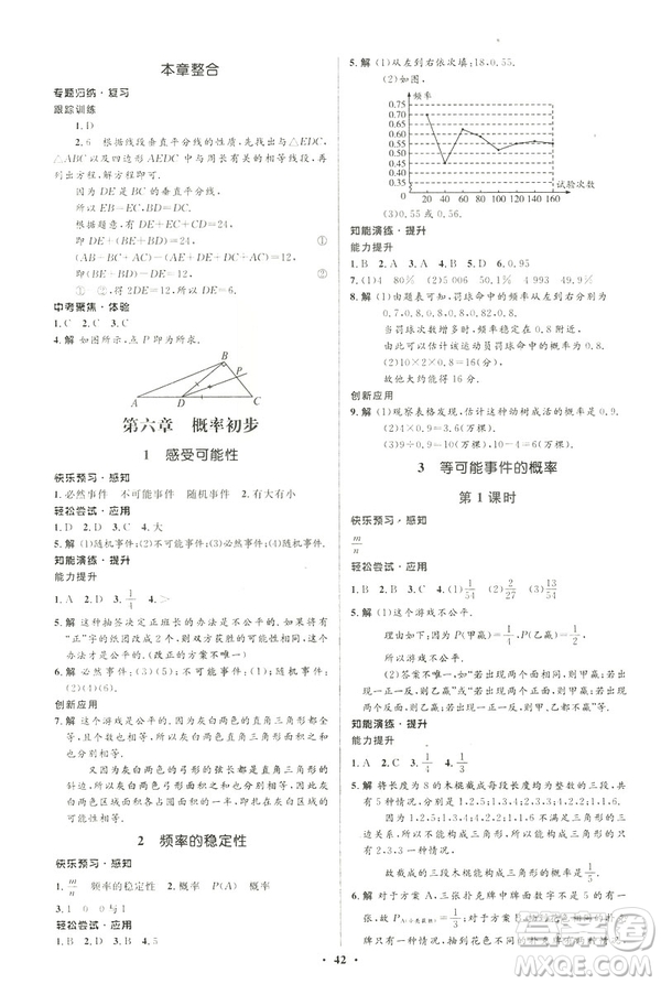 初中同步測控優(yōu)化設計2019版七年級數學北師大版下冊答案