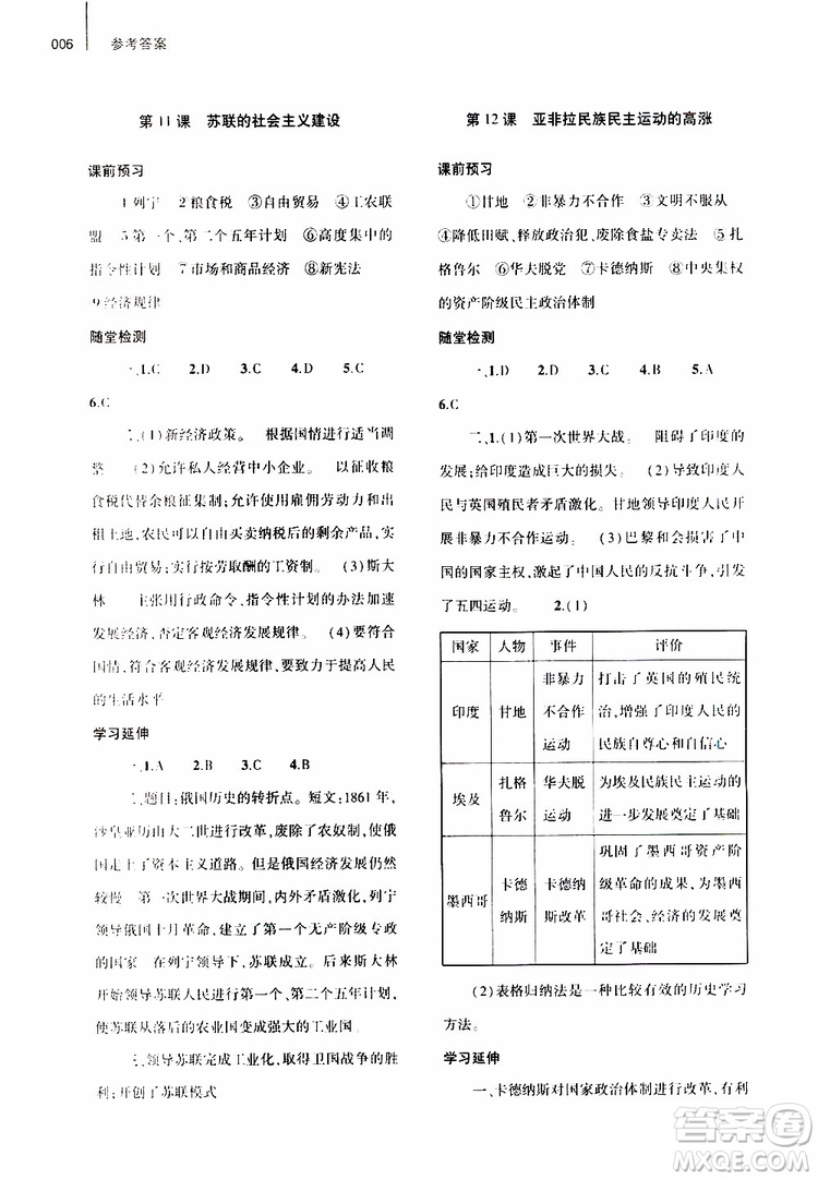 大象出版社2019年九年級歷史基礎(chǔ)訓(xùn)練人教版下冊參考答案