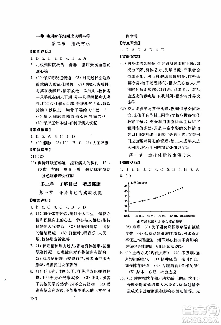 2019年生物學(xué)七年級(jí)下初中基礎(chǔ)訓(xùn)練五四制參考答案