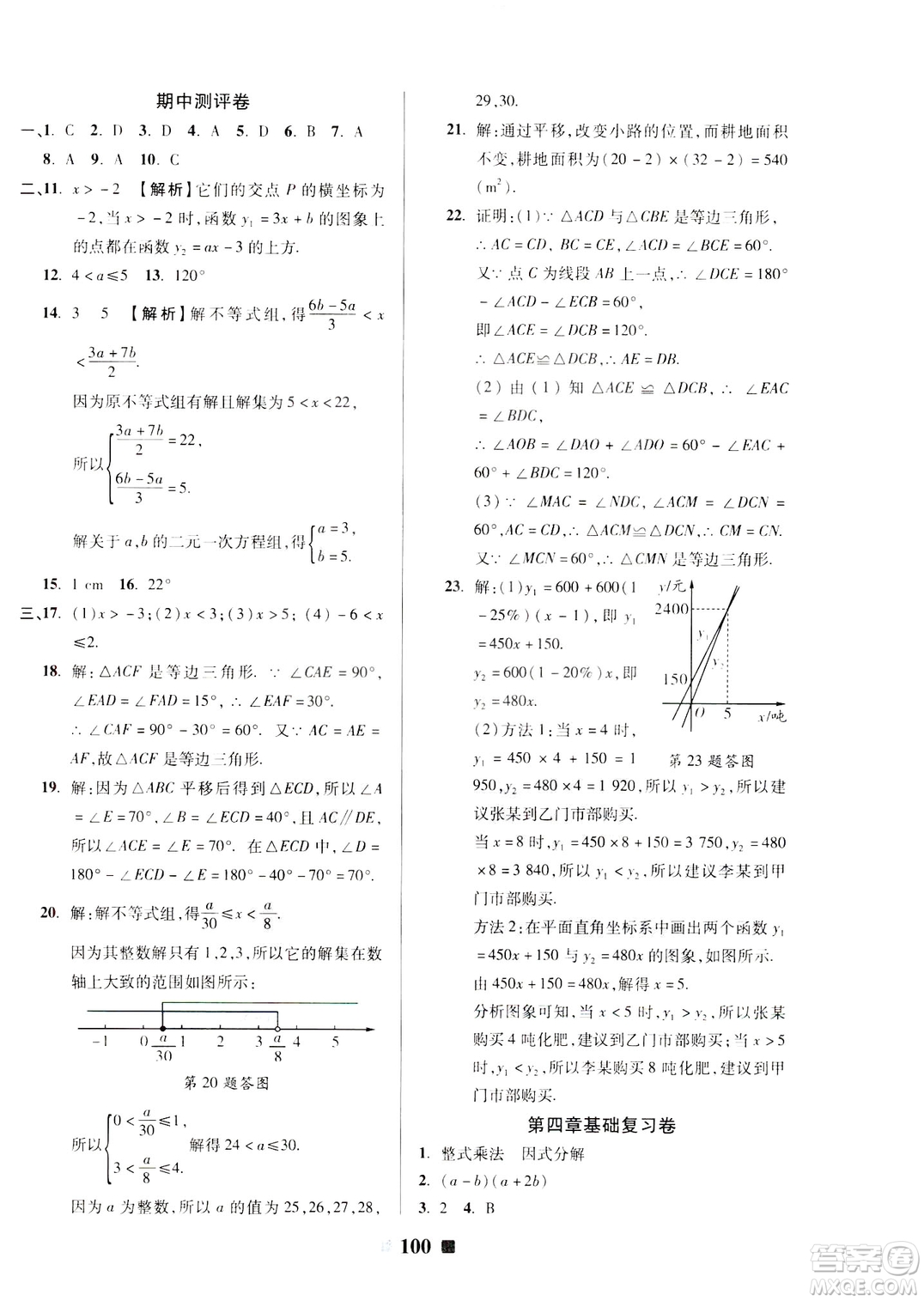 文濤書(shū)業(yè)2019年優(yōu)加全能大考卷八年級(jí)數(shù)學(xué)北師大版下冊(cè)答案