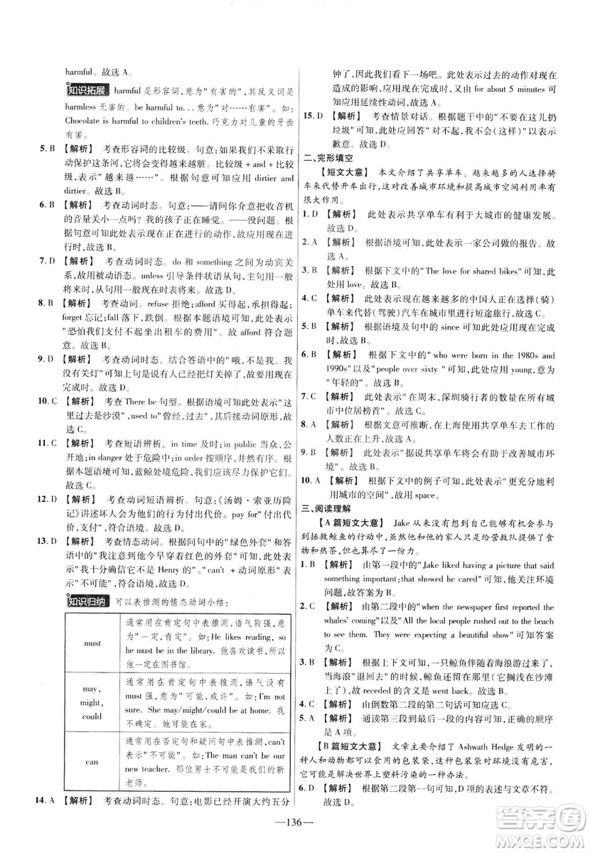 天星教育2019金考卷活頁(yè)題選九年級(jí)下英語(yǔ)人教RJ名師名題單元雙測(cè)卷答案