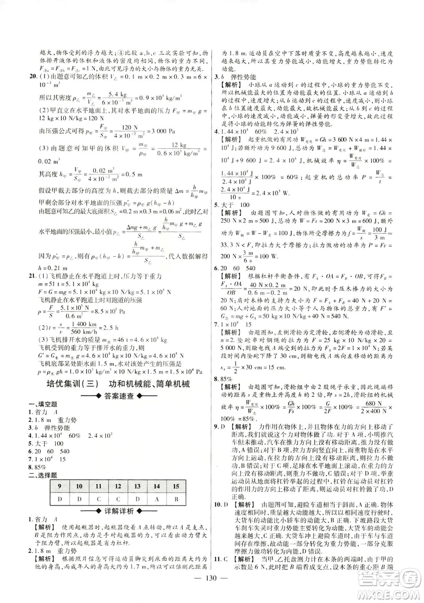 金考卷2019版人教版活頁題選八年級下物理RJ名師名題單元雙測卷答案