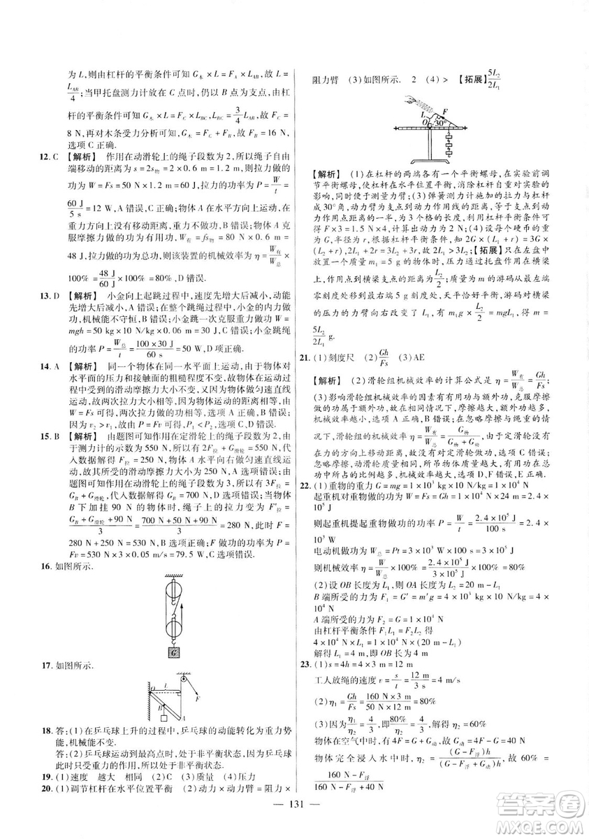 金考卷2019版人教版活頁題選八年級下物理RJ名師名題單元雙測卷答案