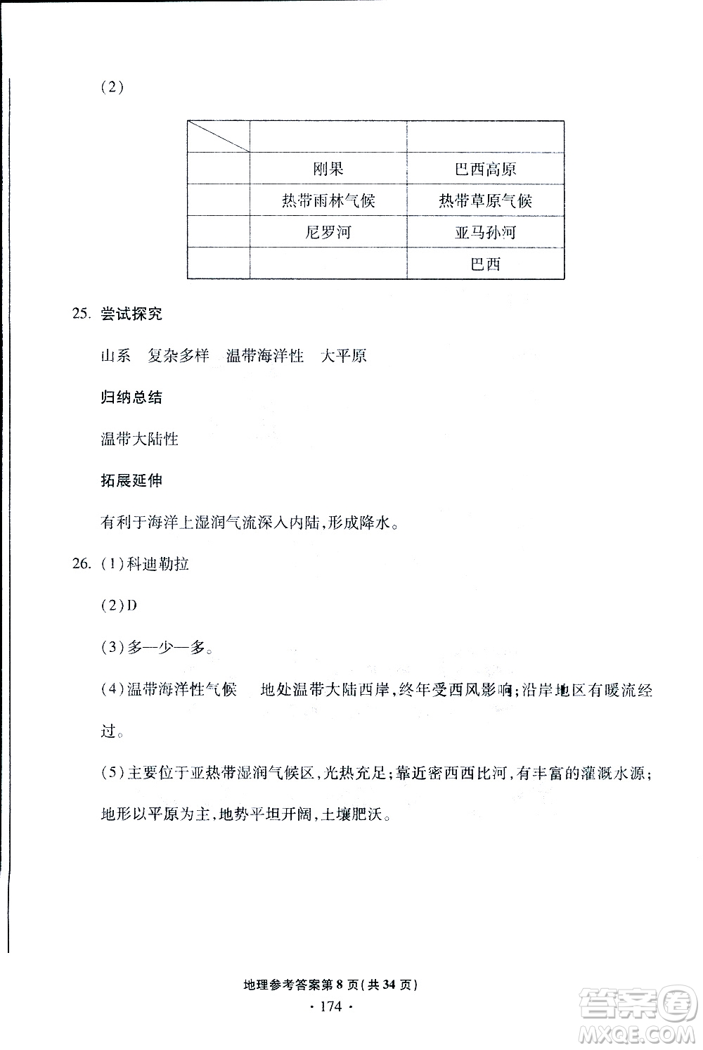 青島專版2019年一本必勝中考地理銀版參考答案