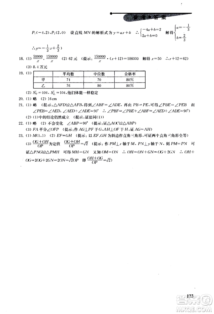 人教版2019年初中數(shù)學丟分題每節(jié)一練八年級下冊參考答案