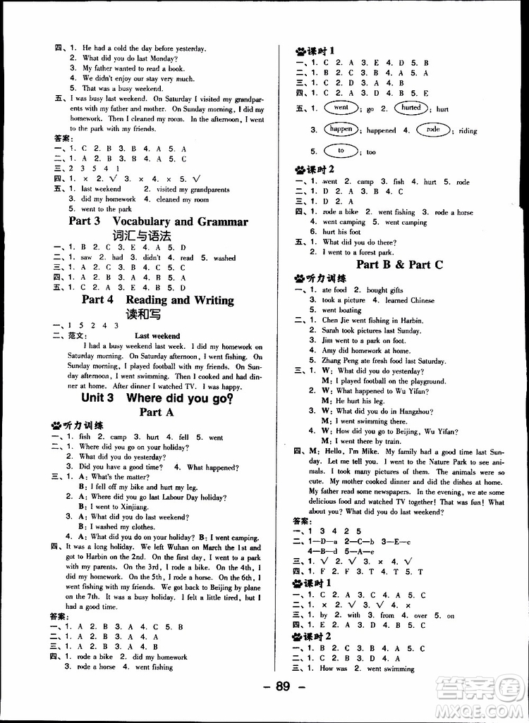 2019春典中點六年級下冊英語人教版參考答案