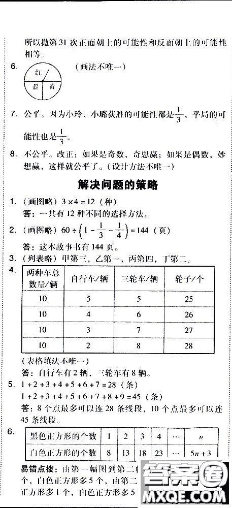 2019春典中點(diǎn)六年級下冊數(shù)學(xué)北師大版參考答案