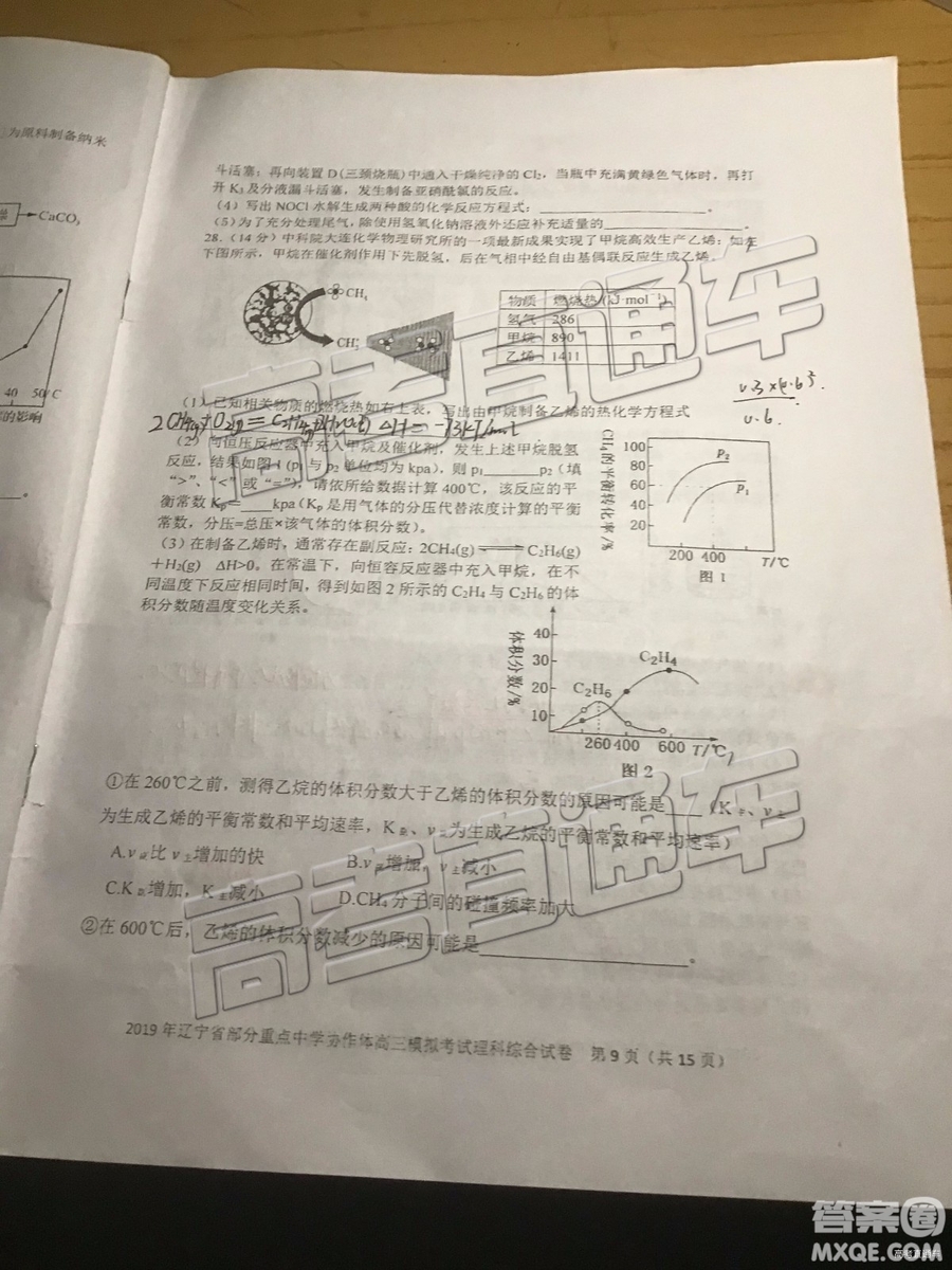 2019年遼寧省部分重點中學(xué)協(xié)作體高三模擬考試文理綜試題及參考答案