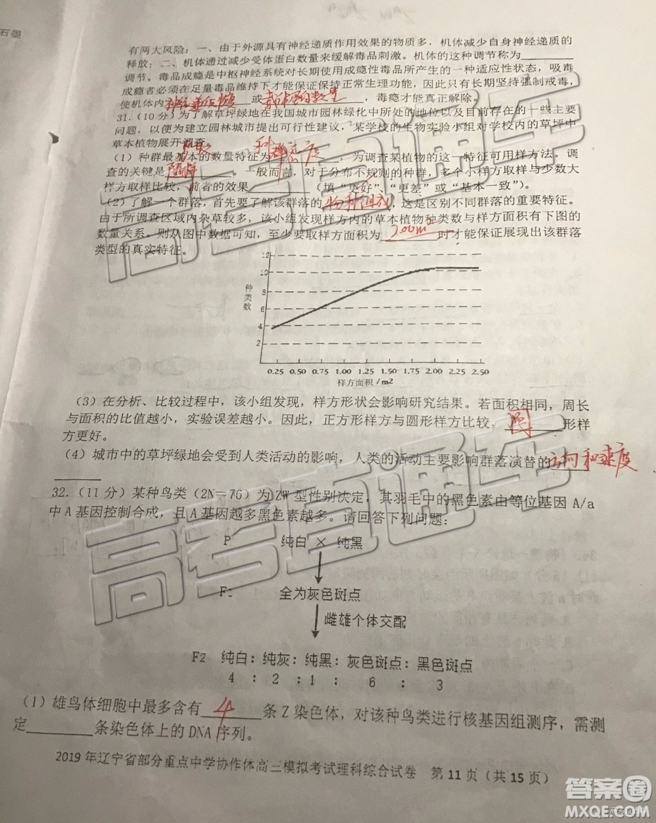 2019年遼寧省部分重點中學(xué)協(xié)作體高三模擬考試文理綜試題及參考答案