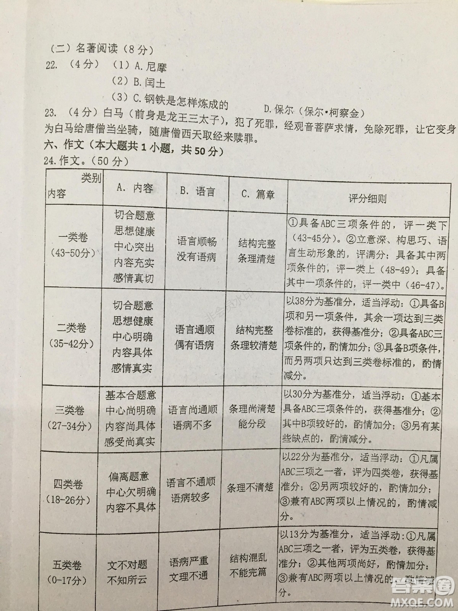 2019年天津市南開區(qū)初三二模語文試題及答案