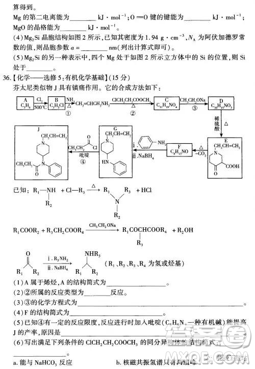 2019年豫科名校大聯(lián)考B卷高三理科綜合答案