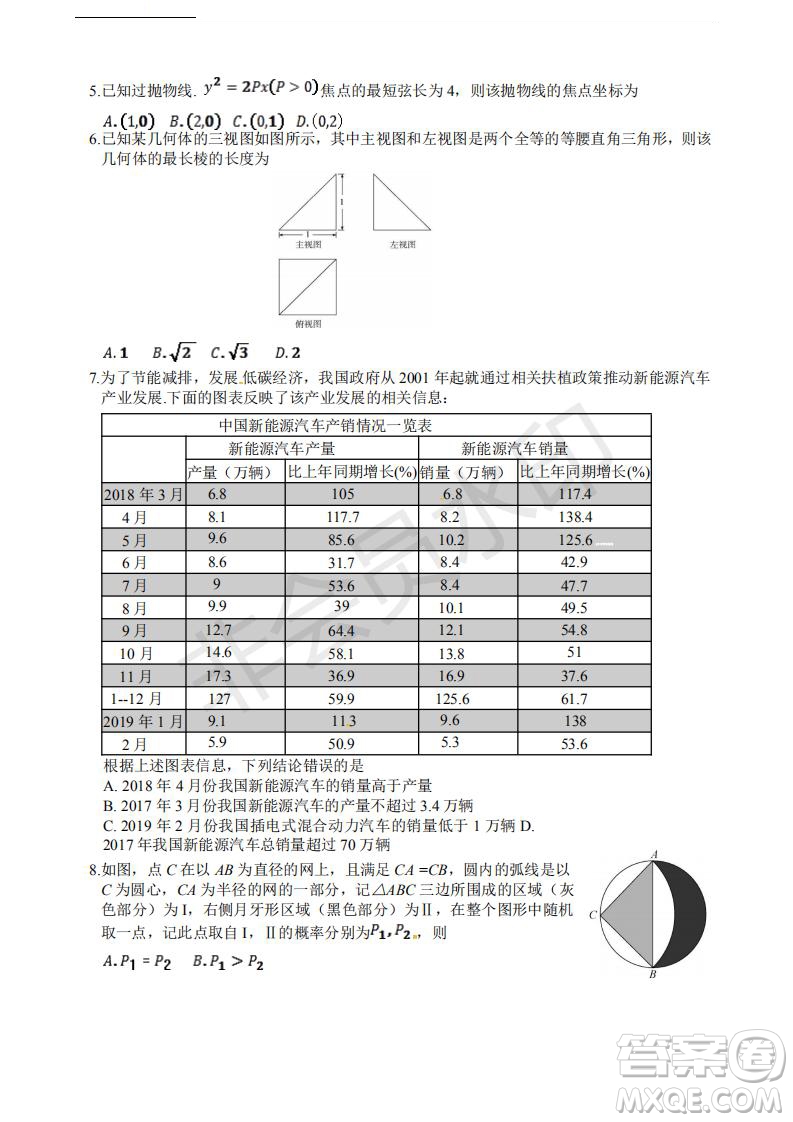 2019年濟(jì)南三模文數(shù)試題及答案