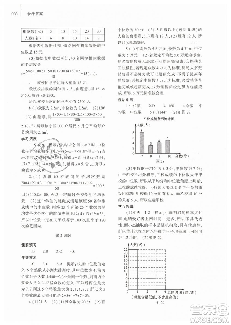 2019年基礎(chǔ)訓(xùn)練八年級數(shù)學(xué)下冊人教版大象出版社答案