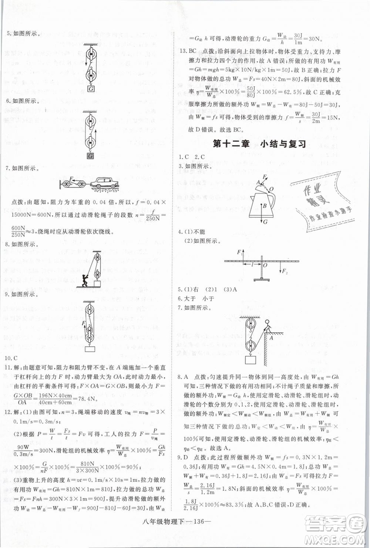 2019年優(yōu)翼學(xué)練優(yōu)學(xué)科思維訓(xùn)練法八年級(jí)物理下冊(cè)RJ人教版參考答案