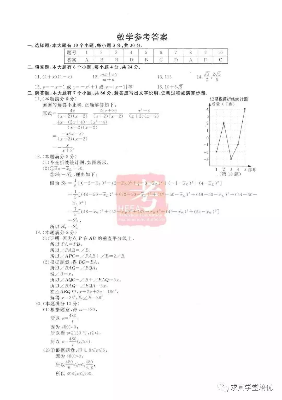 2019年浙江杭州中考真題數(shù)學試卷及答案