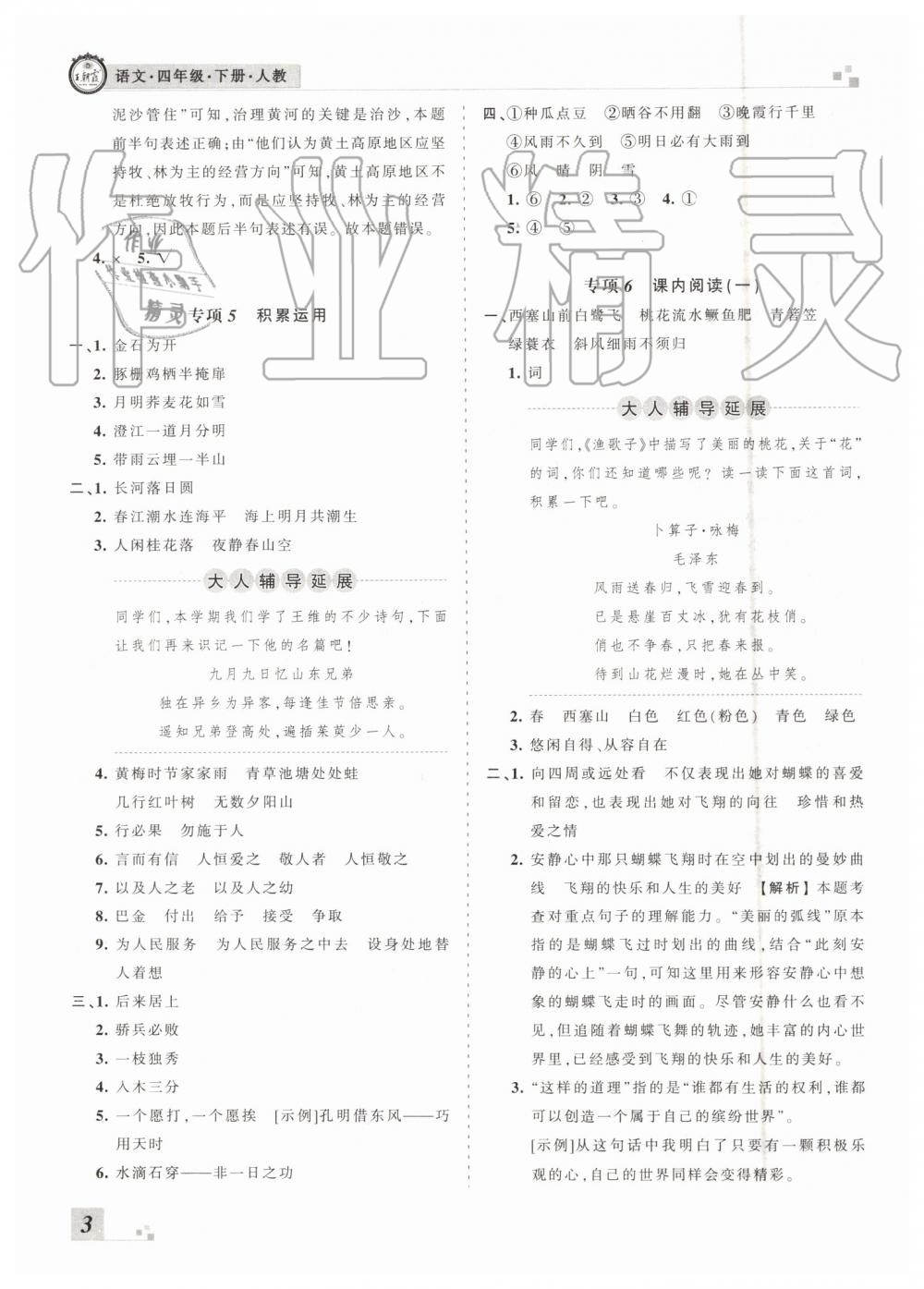 王朝霞各地期末試卷精選2019年四年級(jí)語文下冊(cè)人教版河南專版答案