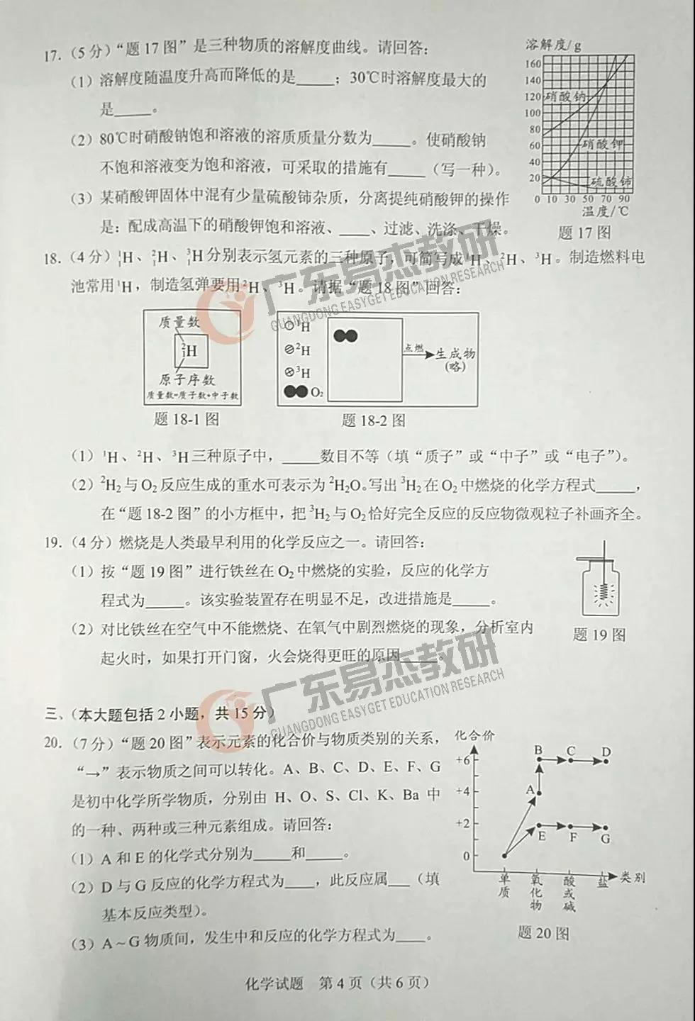 2019年廣東中考化學(xué)試卷及參考答案