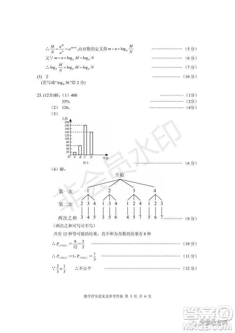 2019年安順市中考數學試題及答案