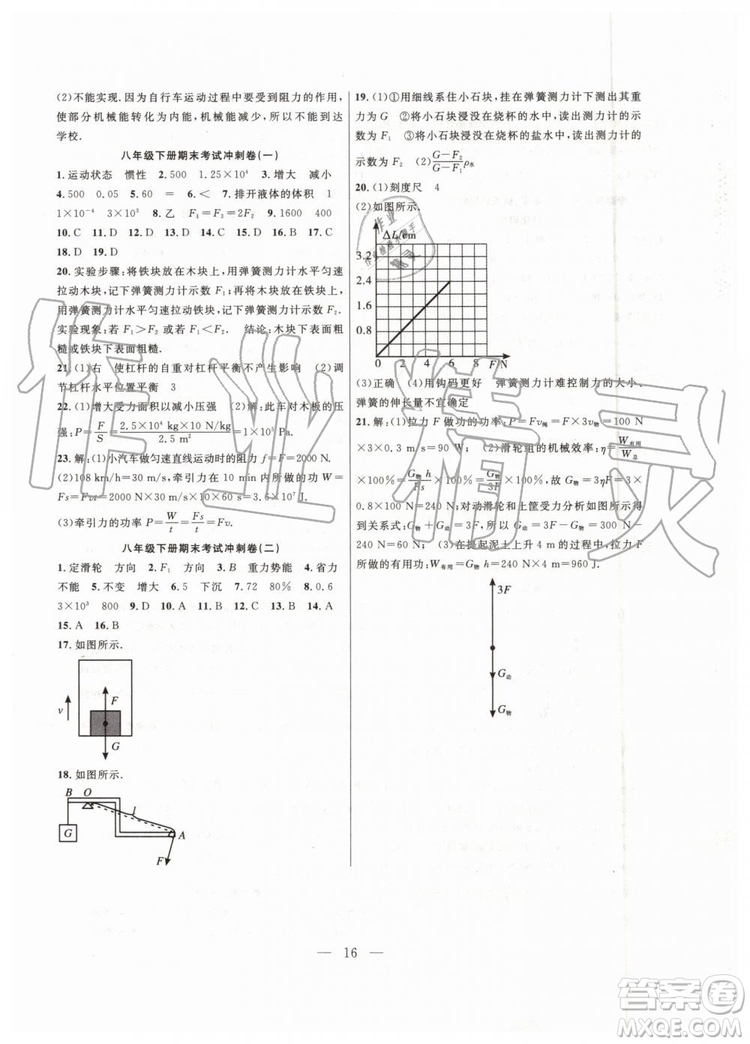 2019年暑假總動(dòng)員八年級(jí)物理人教版合肥工業(yè)大學(xué)出版社答案