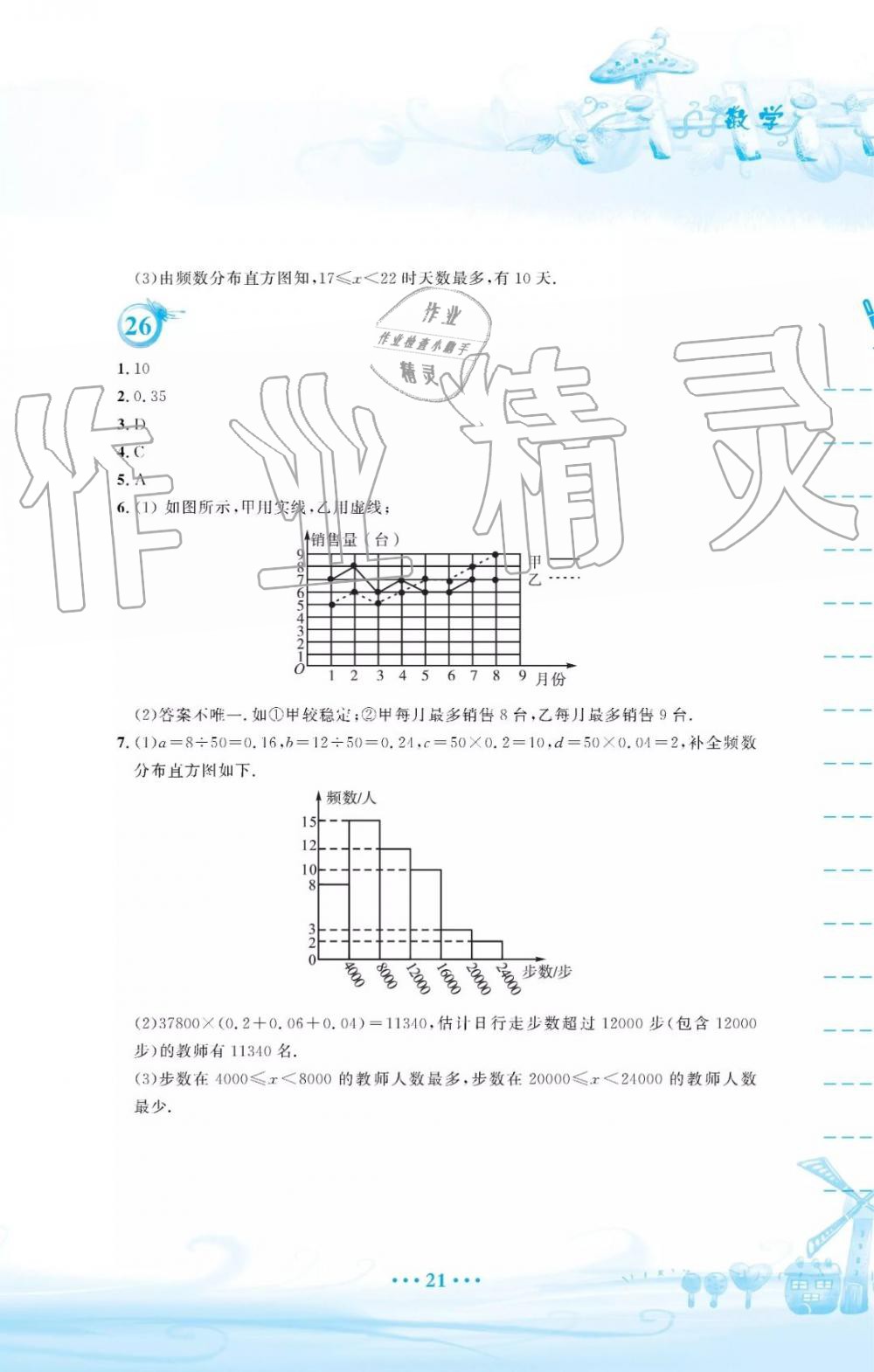 2019年暑假作業(yè)七年級(jí)數(shù)學(xué)人教版安徽教育出版社答案