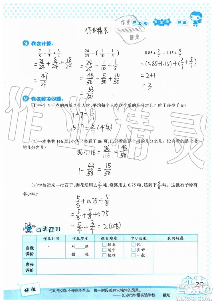 暑假學(xué)習(xí)與生活2019年假日知新五年級(jí)數(shù)學(xué)參考答案