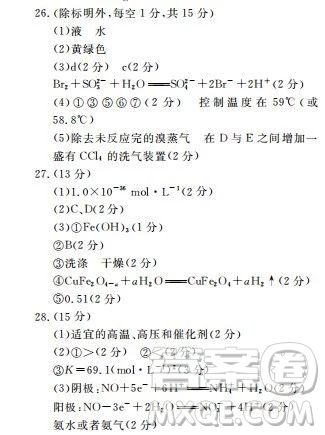 河北衡水中學(xué)2020屆新高三聯(lián)考卷一調(diào)理綜參考答案