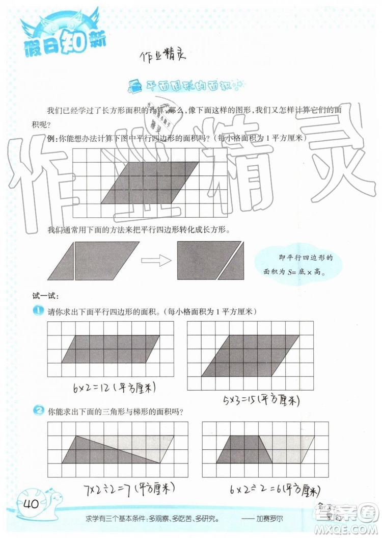 暑假學(xué)習(xí)與生活2019年假日知新四年級數(shù)學(xué)學(xué)習(xí)版生活版參考答案