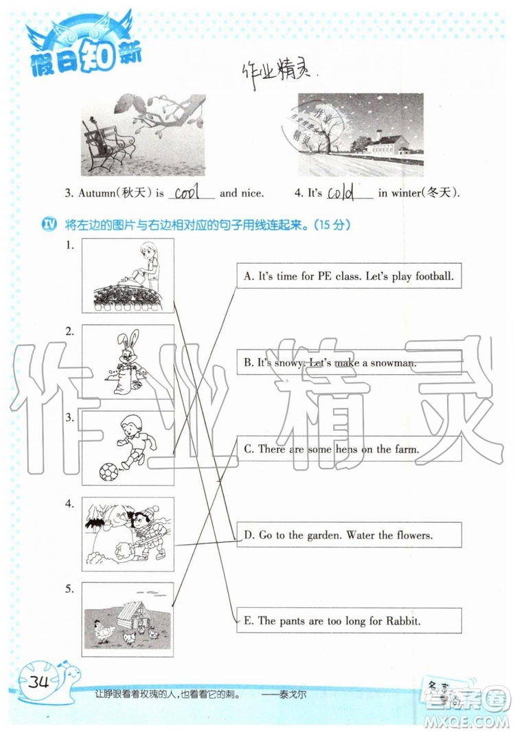 暑假學(xué)習(xí)與生活2019年假日知新四年級英語學(xué)習(xí)版參考答案