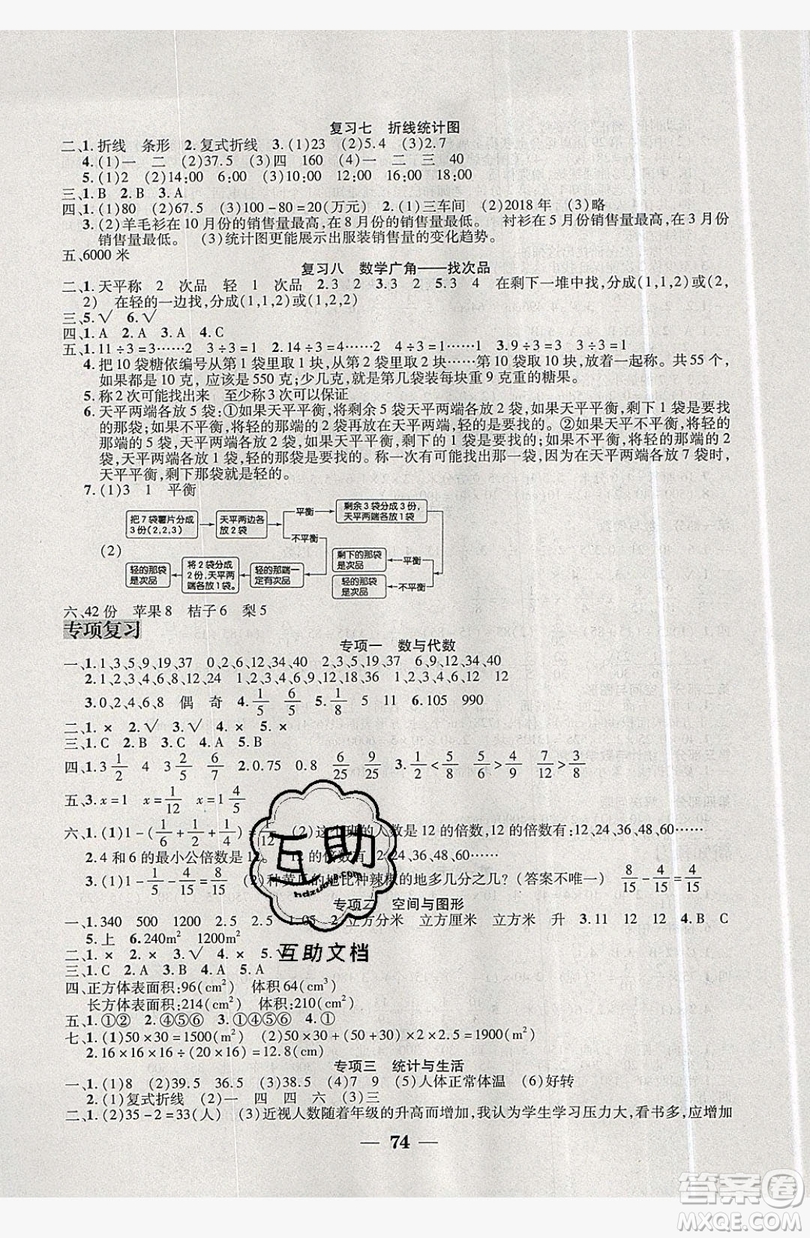 2019中原農(nóng)民出版社快樂暑假快樂學五年級數(shù)學人教版答案