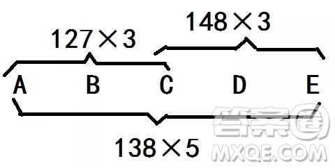 有5個(gè)數(shù)，其平均數(shù)為138，按從小到大排列，從小到大數(shù)，前三個(gè)數(shù)的平均數(shù)為127，從大到小數(shù)，后三個(gè)數(shù)的平均數(shù)是148，則第三個(gè)數(shù)是多少？