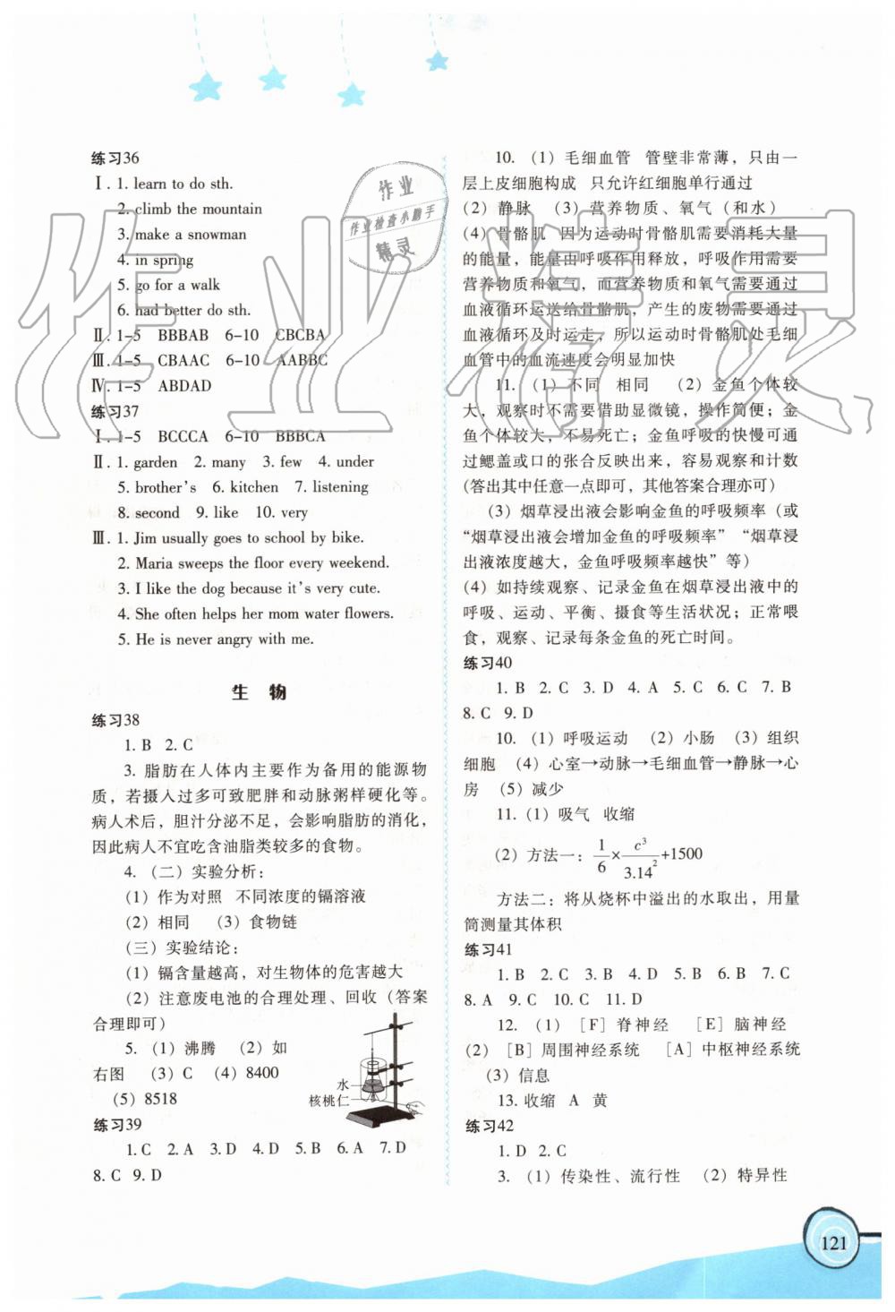 2019年歡樂(lè)暑假七年級(jí)合訂本參考答案