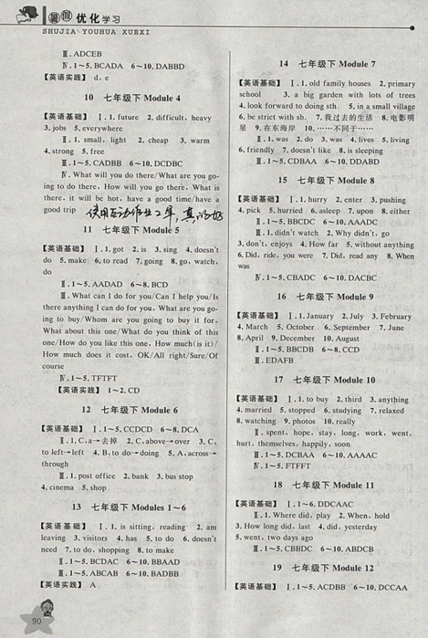 2019年藍(lán)天教育暑假優(yōu)化學(xué)習(xí)七年級(jí)英語(yǔ)外研版答案