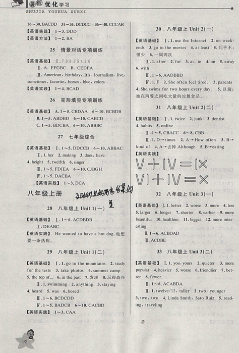 藍(lán)天教育2019年暑假優(yōu)化學(xué)習(xí)七年級英語人教版參考答案