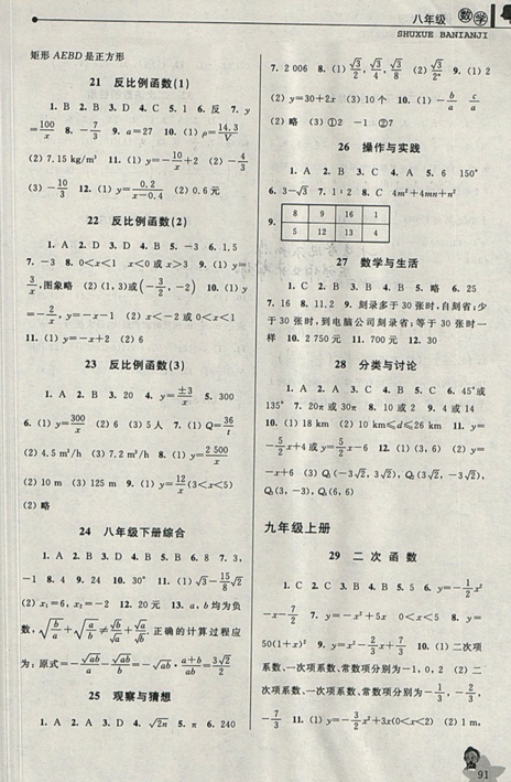 2019年藍(lán)天教育暑假優(yōu)化學(xué)習(xí)八年級(jí)數(shù)學(xué)Z浙教版參考答案